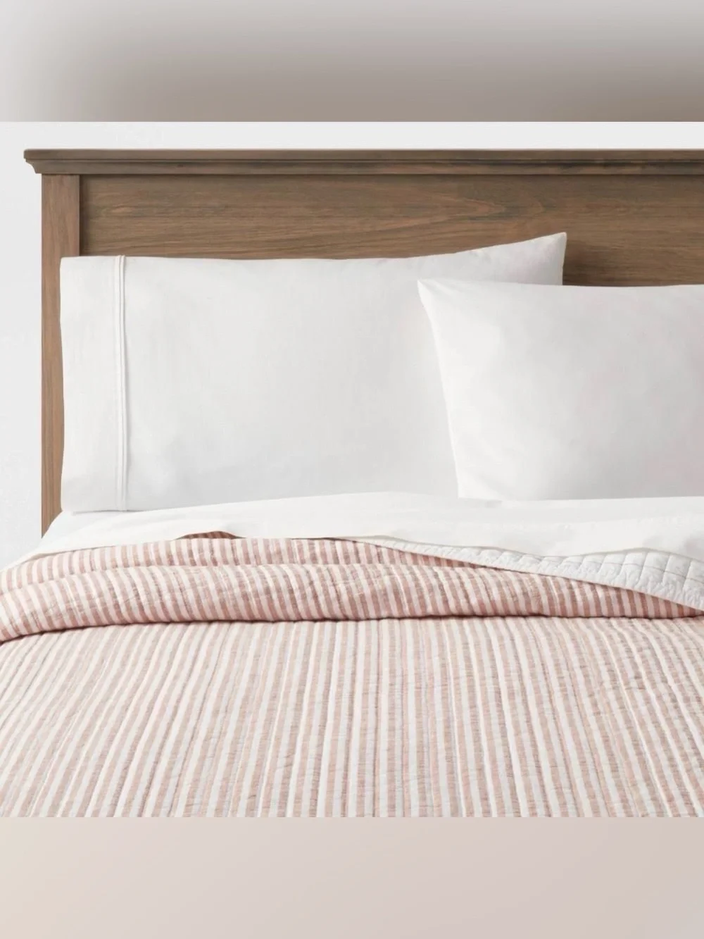 King Reversible Cotton Stripe Quilt Terracotta - Threshold New in Packaging